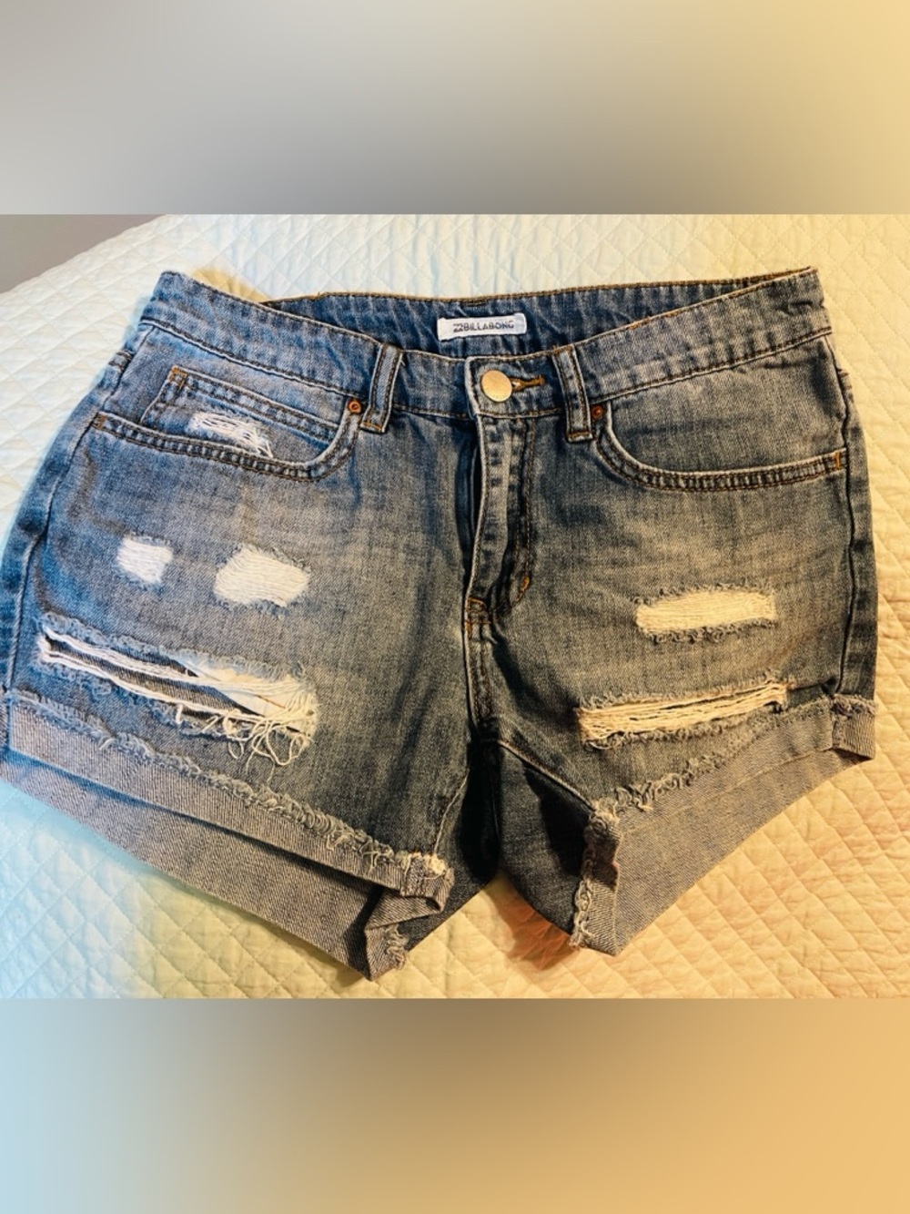 Billabong Blue Denim Button-Front Shorts